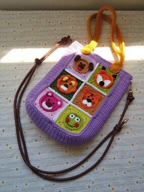 Handmade Animal Friends Granny Square Bag